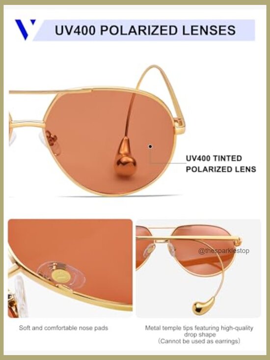 Polarized Aviator Sunglasses with Metal Frame, Oversized Pilot Shades
